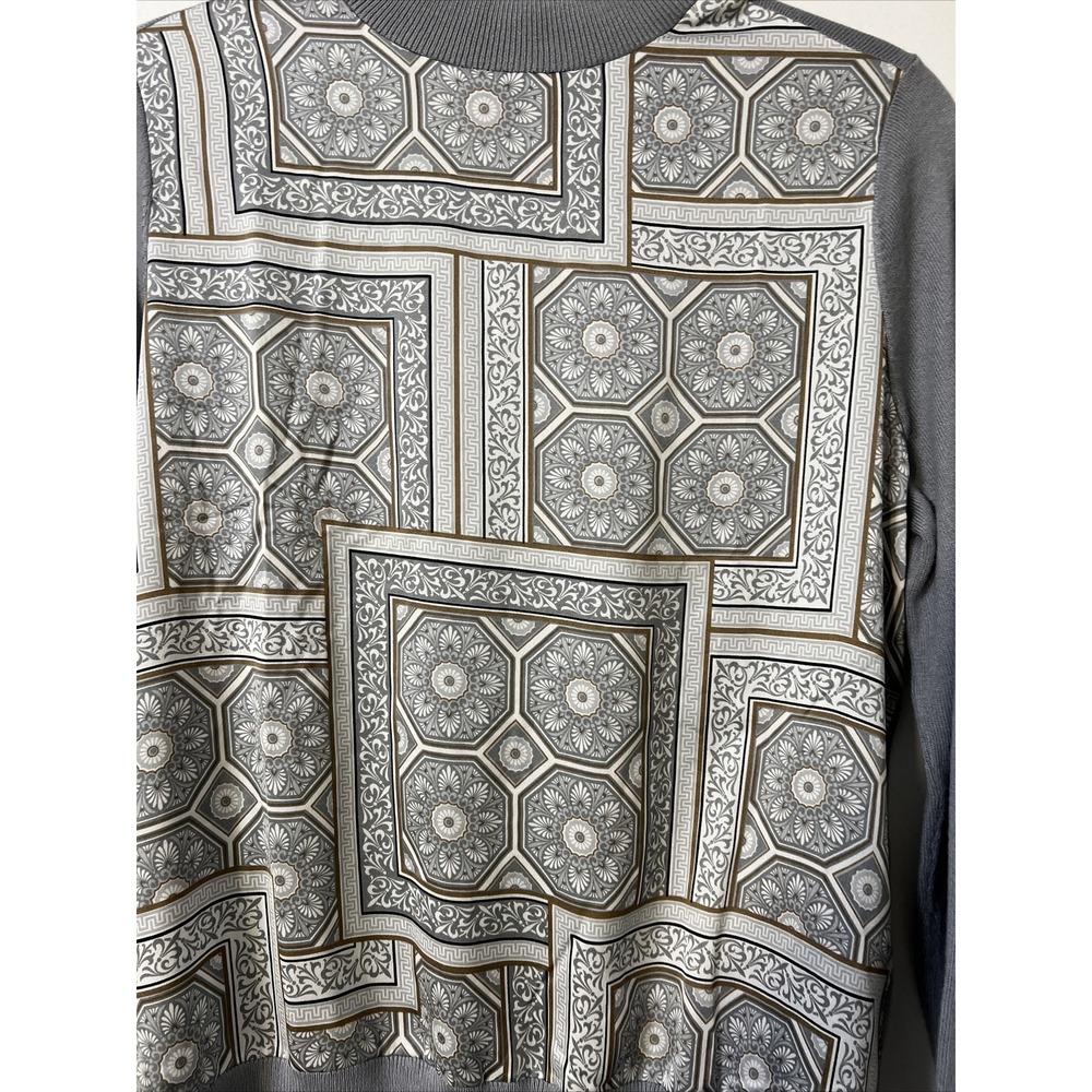 Ann Taylor Sweater Shirt Small‎ Womens Gray Geometric Flowered - Picture 2 of 10